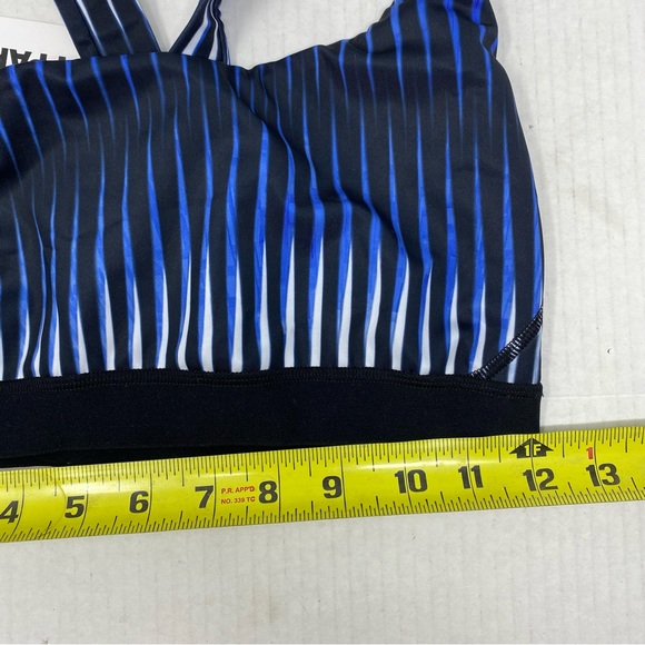 NEW ~ IVY PARK Beyoncé Active Wear  Black & Blue Striped Sports Bra size Medium - Picture 6 of 11